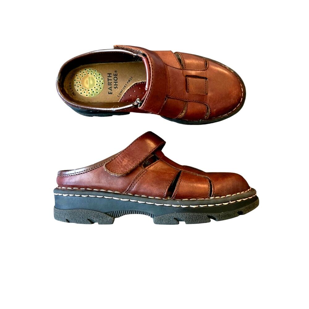 Chunky Fisherman Leather Mule Clog 7 Brown Earth Shoe Harriet Summer Boat Yacht